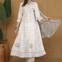 Anouk Women Ethnic Motifs Embroidered Pure Cotton Kurta with Trousers & With Dupatta-picture-29