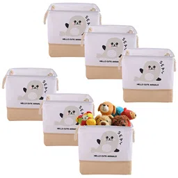 Aura Beige & White 6 Pieces Printed Foldable Storage Organisers-7