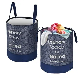 Kuber Industries Blue & White 2 Pieces Leaf Printed Foldable Laundry Bag 45L Each-image-76