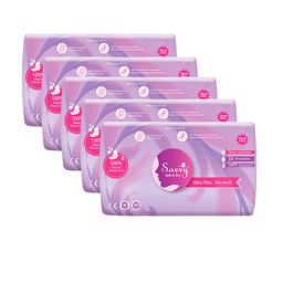 Savvy Set Of 5 Ultra Thin Ultimate Protection Cotton Sanitary Napkins XXL - 20 Pads Each-20