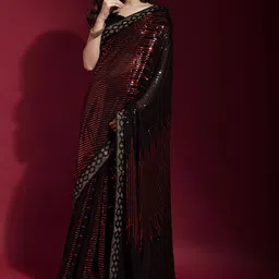 Thishma Embellished Sequinned Pure Georgette Saree-picture-27