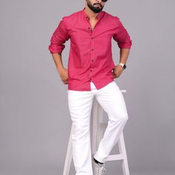UNIBLISS Mandarin Collar Long Sleeves Slim Fit Cotton Shirt-image-33