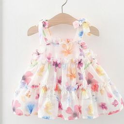 LULU & SKY Girls Floral Printed Shoulder Straps Fit & Flare Dress-image-11