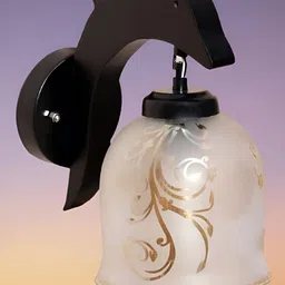 KINIS Black & White Printed Wooden Quirky Bell Shaped Wall Lamp-6