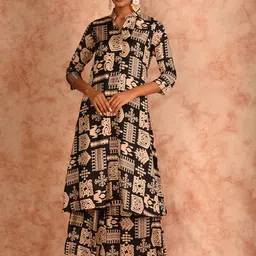 JHALAKK BY LAALZARI Printed Mandarin Collar Tunic With Palazzos Co-Ords-picture-9