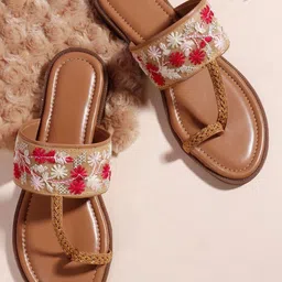 SUKUN Women Woven Design Ethnic One Toe Flats-44