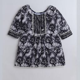 NIVUDI Kids-Girls Black Cotton Blend Kurta Sets-image-20
