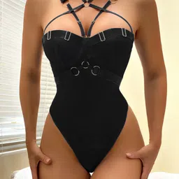 FIMBUL Net Halter Neck Baby Doll with High-Low-picture-17