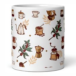 Mr UVD White & Brown Printed Ceramic Matte Mugs-picture-8