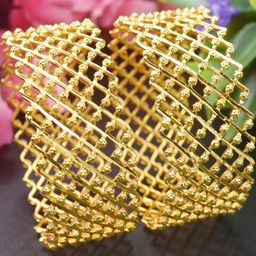 SATTIK Pack Of 2 Brass Gold-plated Bangle Set-image-97