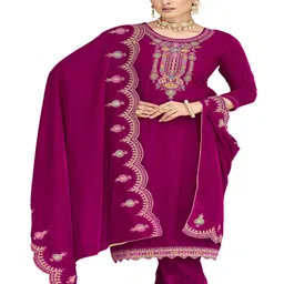 DRAVINAM Trends Zari Velvet Unstitched Dress Material-image-92
