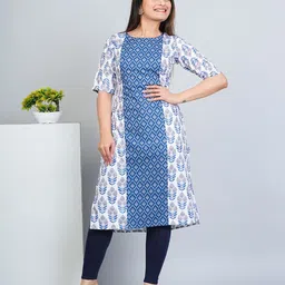 RIAANA Women' Printed A-Line Knee-Length Kurta-8