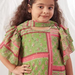 Vivedkids Girls Ethnic Motifs Printed Regular Kurta with Sharara & With Dupatta image 2
