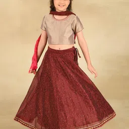 Fabindia Girls Embellished Cotton Silk Ready to Wear Lehenga & Blouse With Dupatta-image-42
