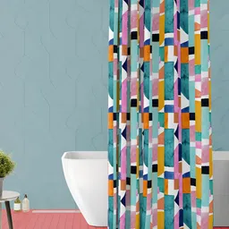 ArtzFolio Blue & Pink Abstract Printed Waterproof Shower Curtain-image-61