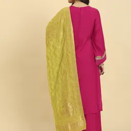 Yufta Women Regular Sequinned Kurta with Palazzos & With Dupatta image 5