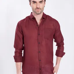 DIVISIVE Men Solid Spread Collar Linen Casual Shirt-picture-29