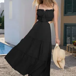 WANQUILA Adults-Women Black Polyester Dresses-picture-43