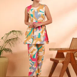 Maaesa Women Rayon Flared Multicolor Co-ord Set-image-6