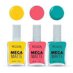 INCOLOR Set Of 3 Mega Matte Nail Paint - 17 ml Each - 15 - 19 - 33-12