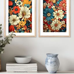 Kotart Brown & Orange 2 Pieces Wood Floral and Botanical Wall Paintings-picture-0