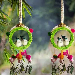 The Shine Store Green & Multi Coloured 2 Pieces Jute Wall Hangings-33
