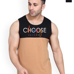 SLOWLORIS Pack Of 2 Printed Combed Cotton Gym Vests VSL26 CMB(CHS BLACKRUST)(PLAIN BLACK)-image-54