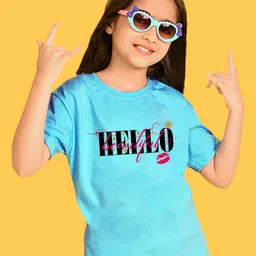 NUSYL Girls Typography Printed Round Neck T-shirt-image-42