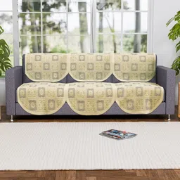 Aura Cream-Coloured Cotton Sofa Cover-13