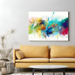 Eurotex White & Blue Canvas Abstract Wall Paintings-image-64