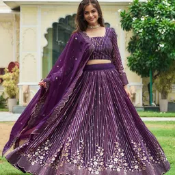 KALINI Embroidered Sequinned Ready to Wear Lehenga & Blouse With Dupatta-picture-1