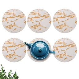Kuber Industries 6-Pcs Beige Wooden Round TeaCoaster-18