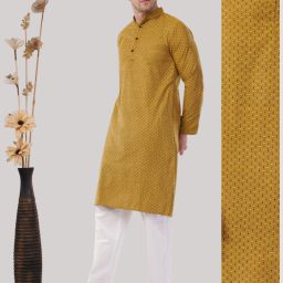 Men Cotton Blend Kurta Pyjama Set-image-48