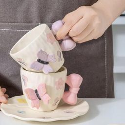 peppy little things Off White & Pink Floral Printed Ceramic Glossy Cups-image-6