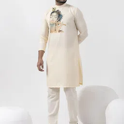 DEVOILER Men Ethnic Motifs Printed Regular Kurta with Pyjamas image 3