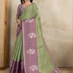 JYA Floral Printed Tissue Silk Saree-image-89