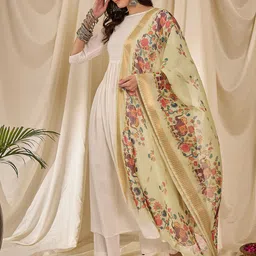 InWeave Women Empire Kurta with Palazzos & With Dupatta-image-5