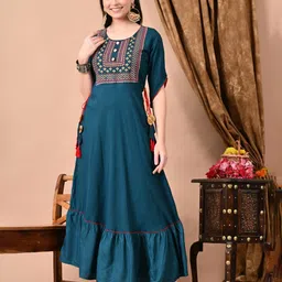 HERE&NOW Women Embroidered Anarkali Kurta-picture-21