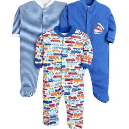 EIO Kids Pack of 3 Printed Pure Cotton Rompers-53