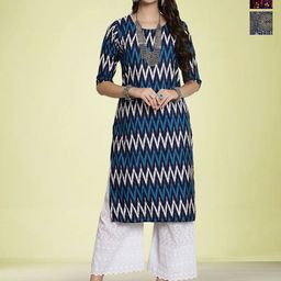 Moda Rapido Women Ethnic Motifs Printed Thread Work Floral Crepe Kurta-image-63