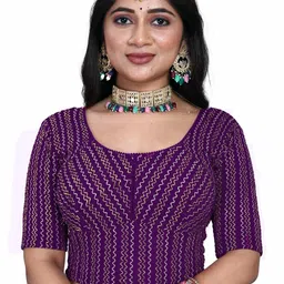 PU FASHION Women Printed Stretchable Saree Blouse-picture-1