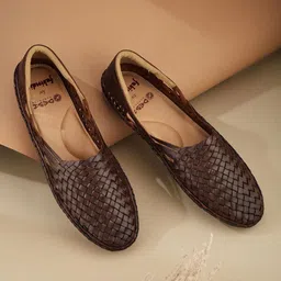 Fabindia Men Textured Leather Loafers-image-1