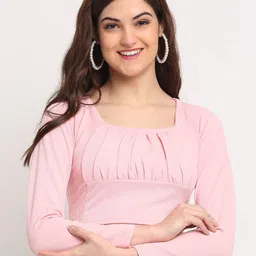 Enmozz Women Square Neck Fitted Crop Top-picture-31
