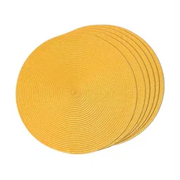 TIED RIBBONS 6Pcs Yellow Textured Round Table Placemats-18
