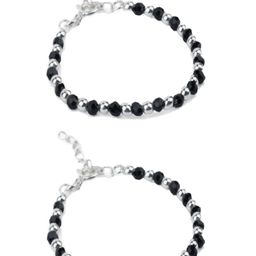 Paavni Kids Set of 2 Beaded 925 Sterling Silver Beaded Wraparound Nazariya Bracelets-11