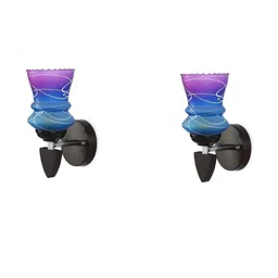 1ST TIME Set Of 2 Pink & Blue Glass Cylinder Shaped Wall Lamp-picture-34