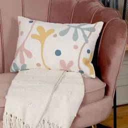 SASHAA WORLD Off White & Yellow Floral Rectangle Cushion Covers-image-25