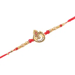 Anouk Set Of 2 Stones Studded Ganesh Ji Thread Rakhi With Roli Chawal Chandan & Mishri image 3