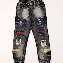 Aarya Designer Boys Regular Fit Mid-Rise Highly Distressed Heavy Fade Applique Stretchable Jeans-40