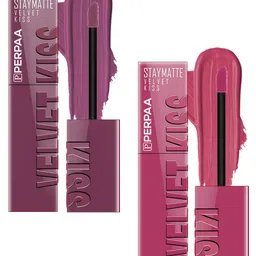 PERPAA Velvet Kiss Set Of 2 Matte Liquid Lipsticks- 3.5 ml Each- Dark Muave - Nude Pink-14
